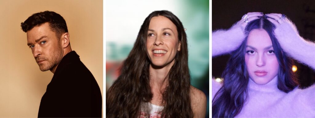 Justin Timberlake, Alanis Morissette e Olivia Rodrigo